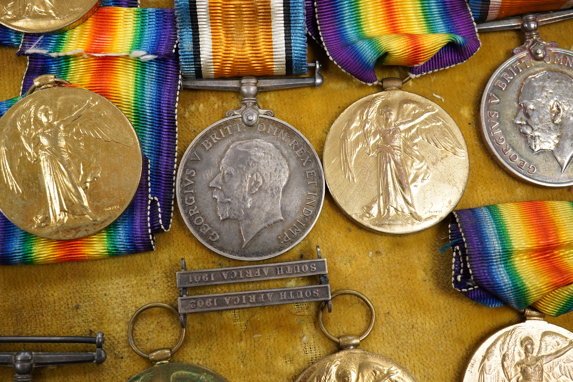 Twenty mainly First World War military medals including; seven Victory Medals, five British War Medals, a 1914 Star, a 1914-15 Star, a George VI Medal For Faithful Service, a WWII Defence Medal, a Victorian St. John’s Am